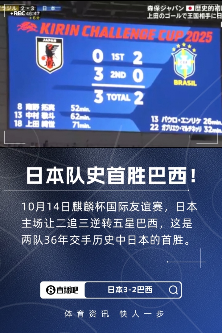 日本队史首胜巴西！14次交手1胜2平11负，日本终结对巴西36年不胜